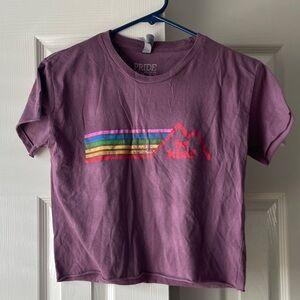 Pride Socks Crop “Be Kind” Purple T-Shirt with Rainbow 🌈 Design